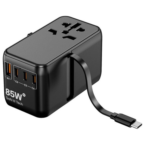 CROSSIO ChargeMe Adapter PLUS PD85W 2A+3C GaN III Černá