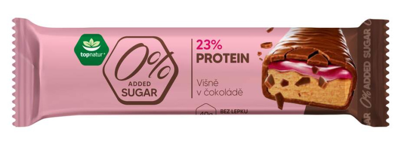 Topnatur 0% SUGAR protein tyčinka Višně v čokoládě, 40 g