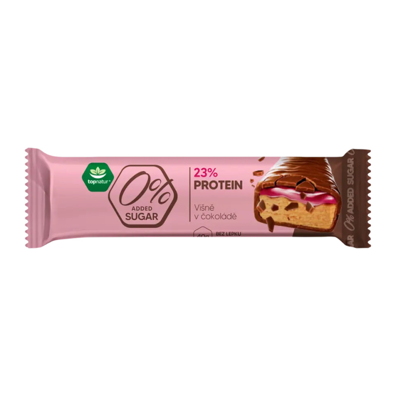 Topnatur 0% SUGAR protein tyčinka Višně v čokoládě, 40 g