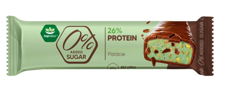 Topnatur 0% SUGAR protein tyčinka Pistácie, 40 g