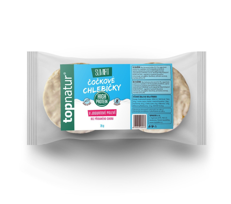 TOPNATUR Čočkové chlebíčky jogurtová poleva 70 g