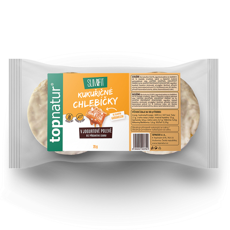 TOPNATUR Kukuřičný chlebíček slaný karamel v jogurtové polevě 70 g