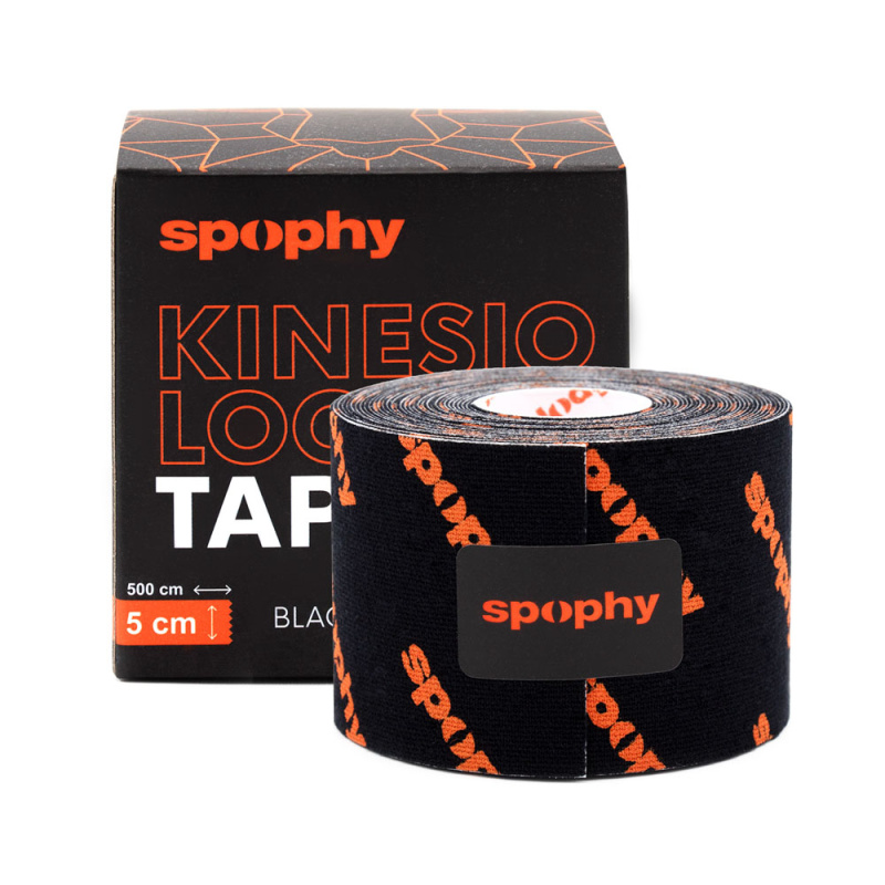 SPOPHY Kinesiology tape black tejpovací páska černá 5 cm x 5 m