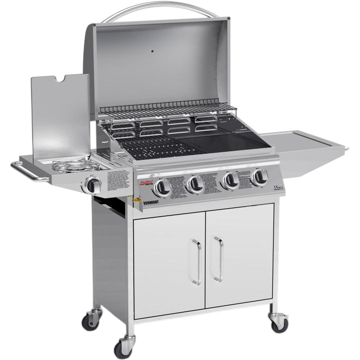 Avenberg Plynový nerezový BBQ gril s bočním hořákem Vermont, 136 x 53 x 105,5 cm