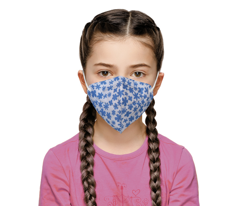 DAMA TRADE s.r.o. 10x Český respirátor FFP2 vhodný pro děti - Modré kytky
