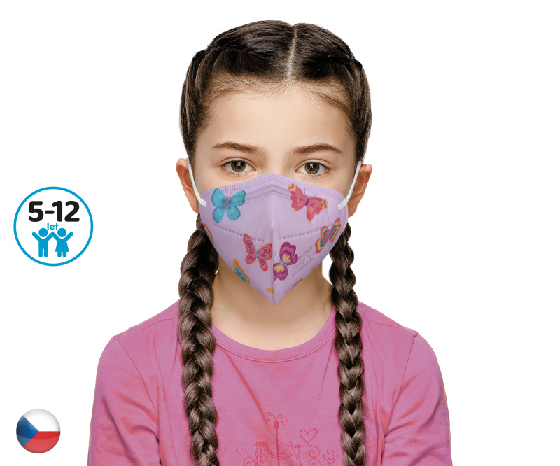 DAMA TRADE s.r.o. 10x Český respirátor FFP2 vhodný pro děti - Motýlci