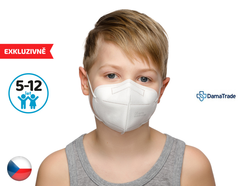 DAMA TRADE s.r.o. 10x Český respirátor FFP2 vhodný pro děti - bílý