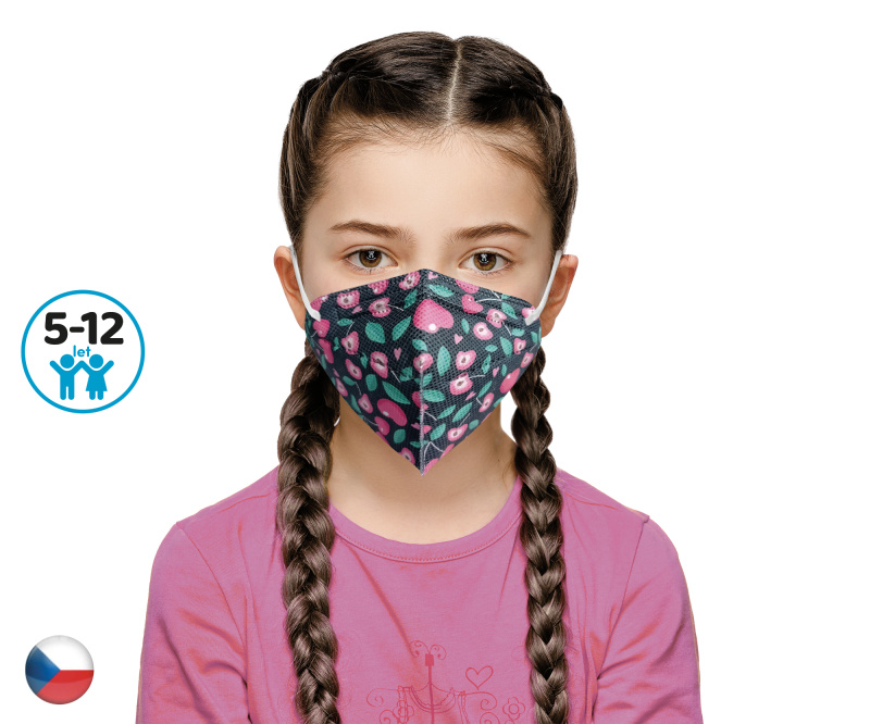 DAMA TRADE s.r.o. 10x Český respirátor FFP2 vhodný pro děti - Třešně