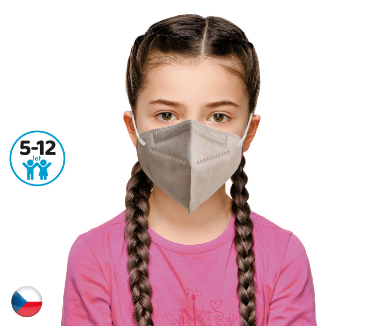 DAMA TRADE s.r.o. 10x Český respirátor FFP2 vhodný pro děti - béžový