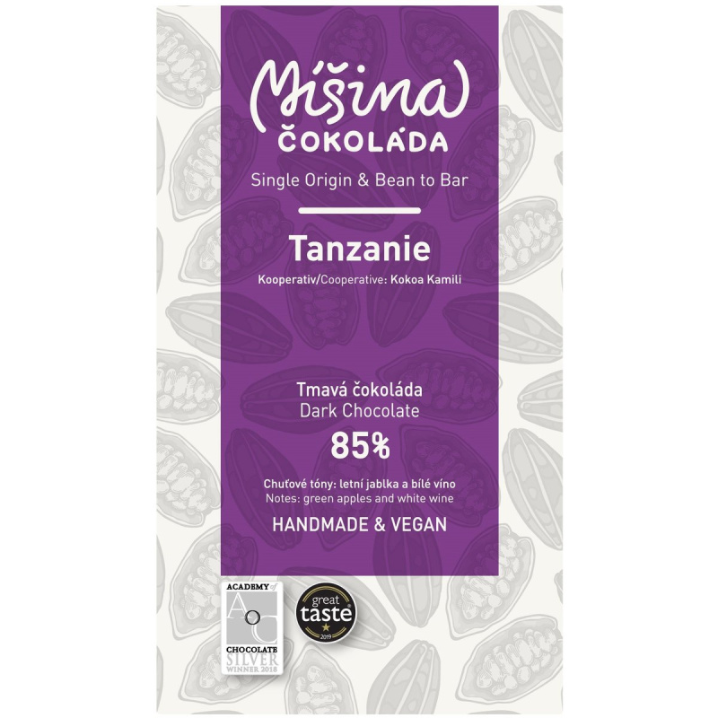 Míšina čokoláda Tmavá čokoláda Tanzanie 85%