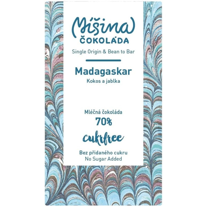 Míšina čokoláda CUKRFREE Mléčná čokoláda 70% s kokosem a jablky