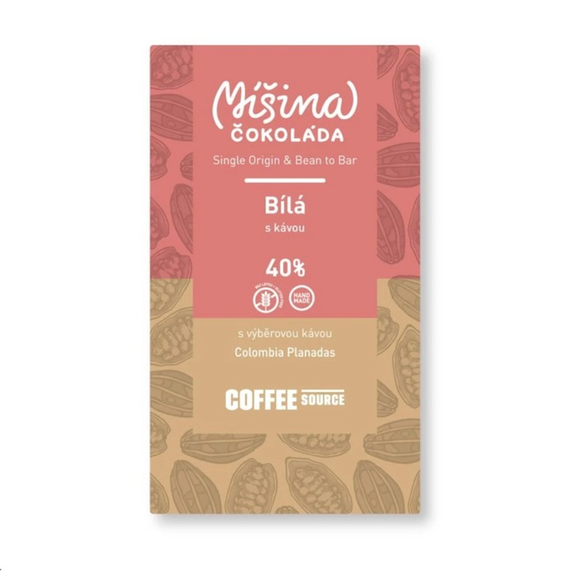 Míšina čokoláda Bílá 40% s kávou 50g