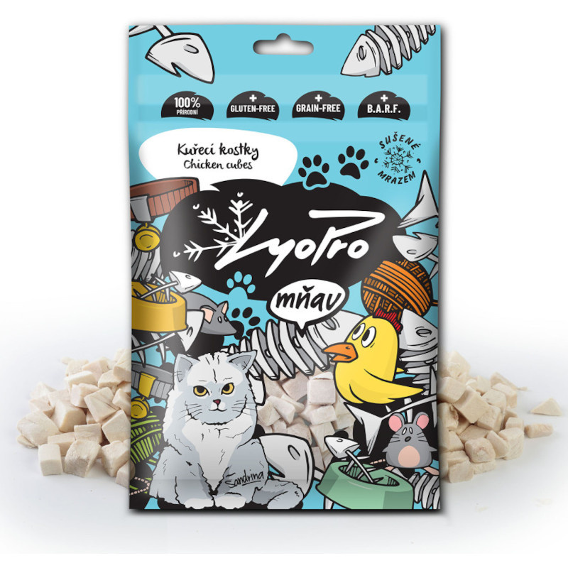 LYOPRO Mrazem sušené kuřecí kostky pro kočky 50 g