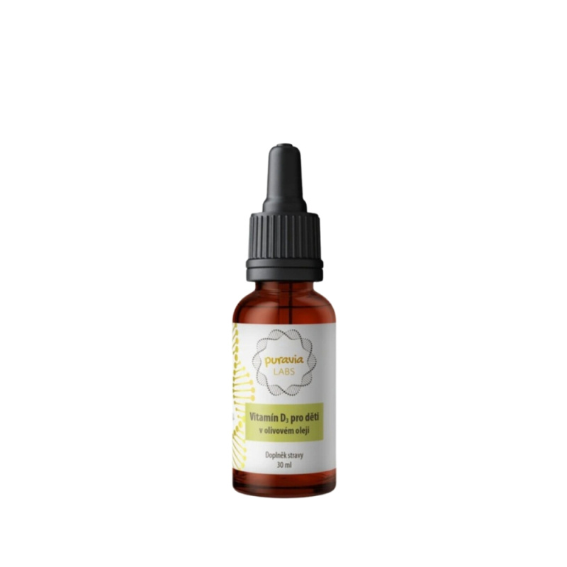 Puravia LABS Vitamín D3 pro děti v olivovém oleji, 30 ml