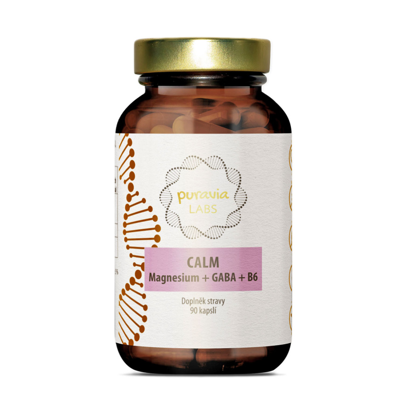 Puravia LABS CALM Magnesium + GABA + B6, 90 kapslí