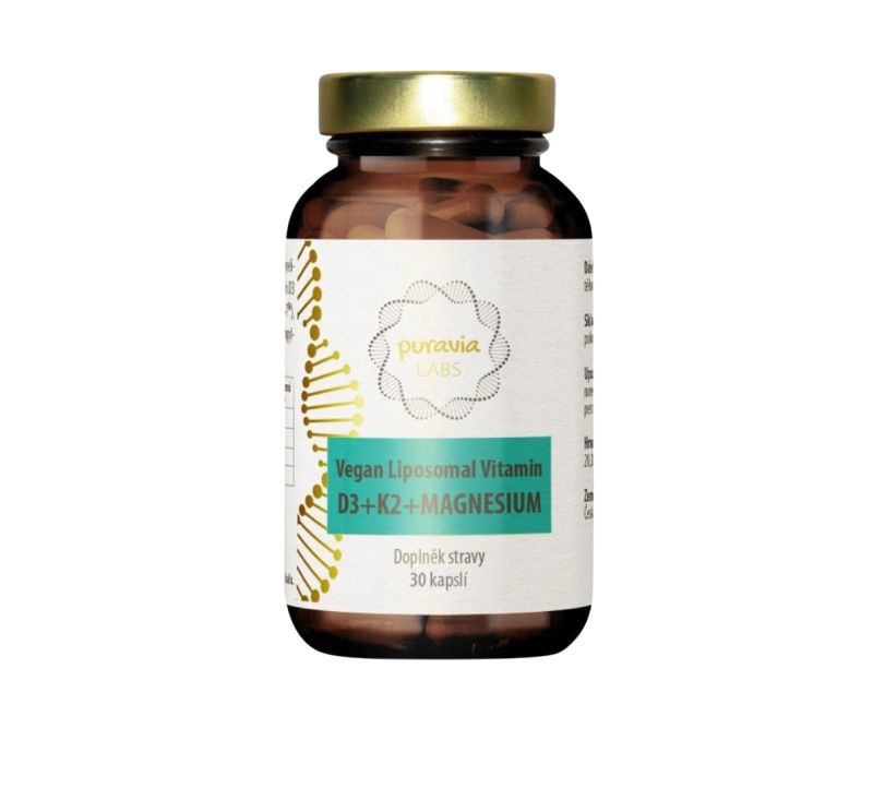Puravia LABS Liposomální vitamín D3 + K2 + Magnesium, 30ks