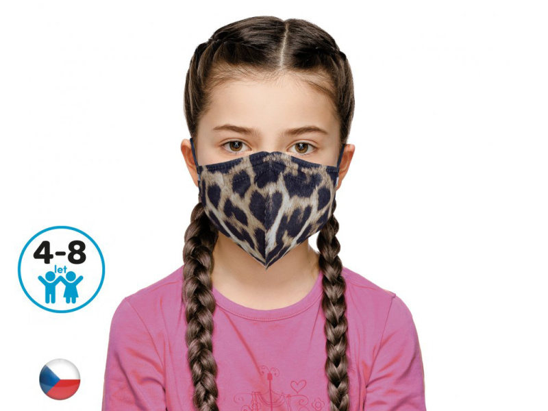 Balerina Český NanoRespirátor FFP2 vhodný pro děti - Leopard (č.108)