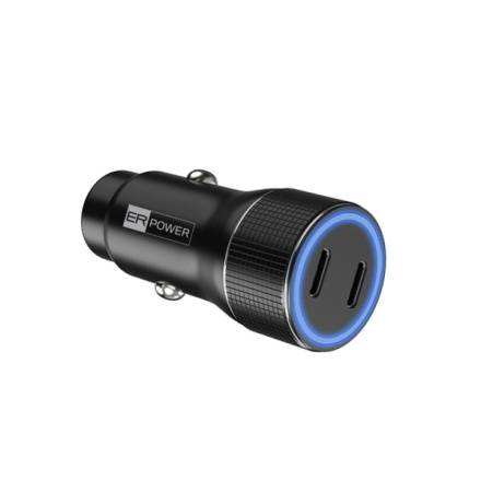 ER POWER 40W USB-C PD+QC 3.0 kovová duální autonabíječka, ERPW40PDC2