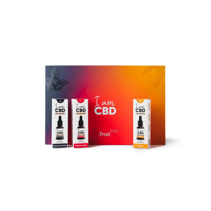 I am CBD Dárkový Fruit box - 3x Full Spectrum CBD kapky 15% ochucené