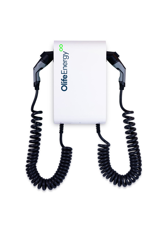 OLIFE DoubleBox - BASE AC 2x22kW - kroucené kabely, RFID, automód