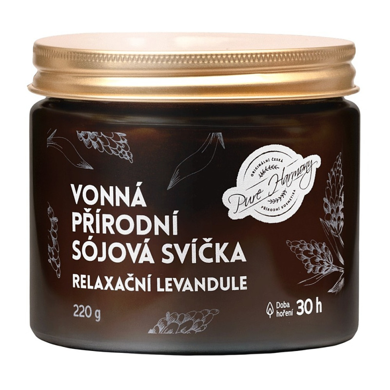 PURE HARMONY Přírodní vonná sójová svíčka Relaxační levandule 220 g