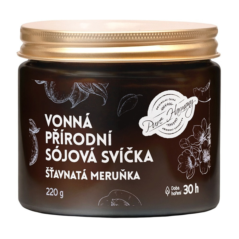 PURE HARMONY Přírodní vonná sójová svíčka Šťavnatá meruňka 220 g