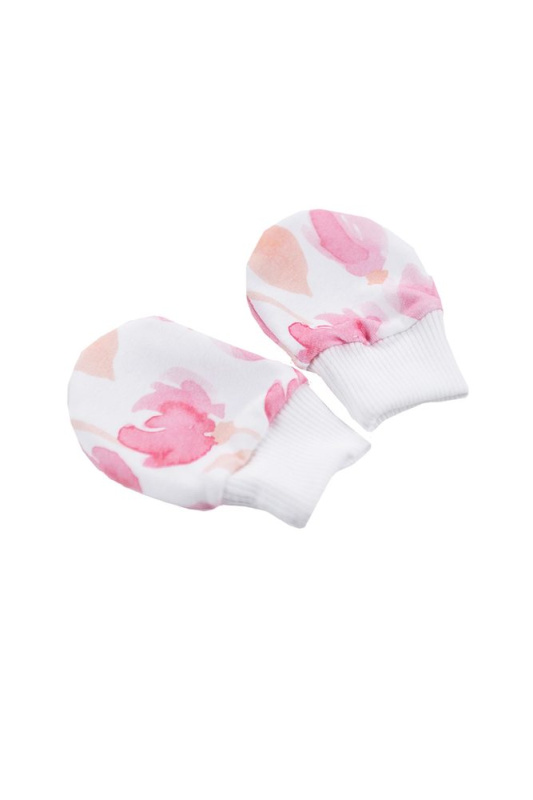 enie baby Novorozenecké rukavičky vel. 62-68 Pink Leaves