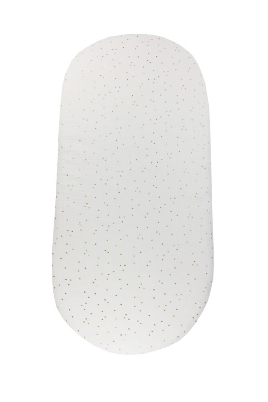 enie baby Mušelínové prostěradlo do kočárku bílé se zlatými puntíky