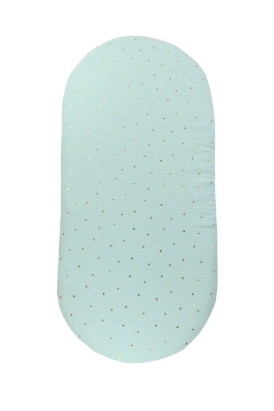 enie baby Mušelínové prostěradlo do kočárku mentolové se zlatými lístky