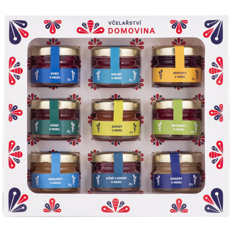 Včelařství Domovina Ovocné směsi v medu dárkové balení 9×28 g