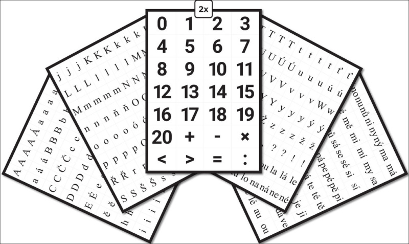 Sada písmen a číslic pro prvňáky