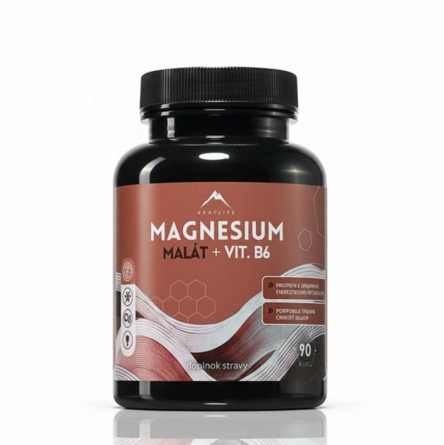 Hrotlife Magnézium malát + vitamín B6 90 kapslí