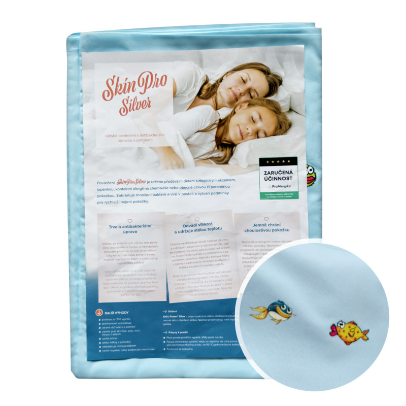 SkinPro Silver dětské povlečení na polštář s potiskem 40 × 60 cm světle modré