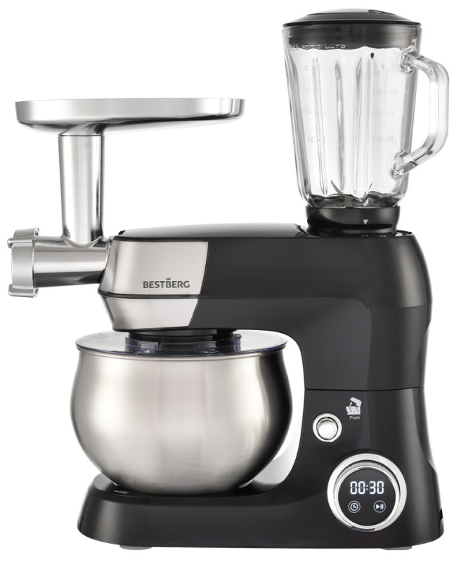 Multifunkční kuchyňský robot BestBerg BBR-1900B / 1900 W / 5 l / 12 rychlostí / černá