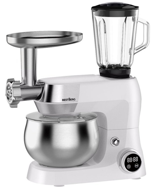 Multifunkční kuchyňský robot BestBerg BBR-1900P / 1900 W / 5 l / 12 rychlostí / perleťová bílá