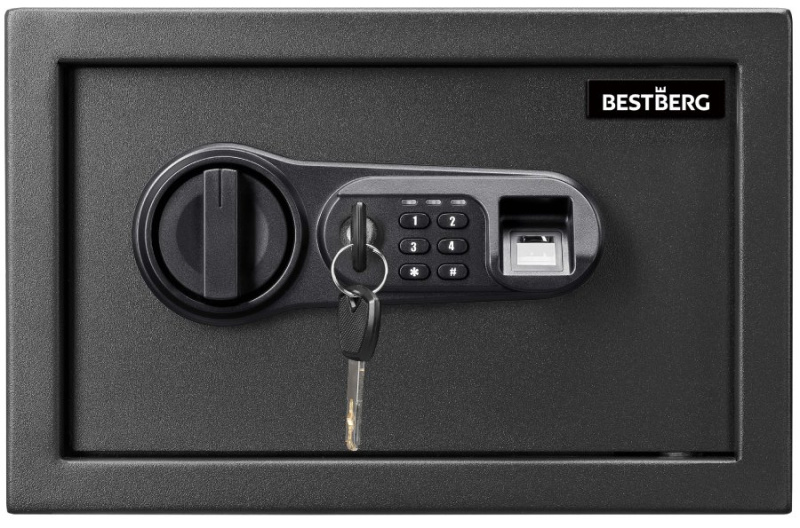 Digitální trezor na otisk prstu BestBerg BBSB-1F / 20 x 31 x 20 cm / černá