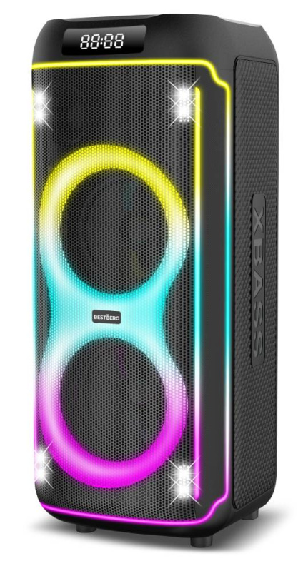 Přenosný party reproduktor BestBerg BBPS-1600 / Bluetooth / 1600 W / černá