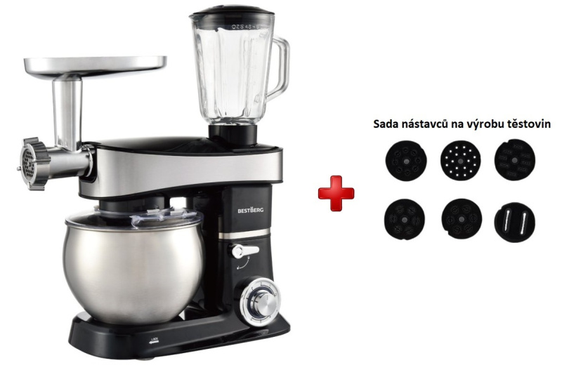 Multifunkční kuchyňský robot BestBerg BBR-2000BK / 2000 W / 6 l / 6 rychlostí / černá