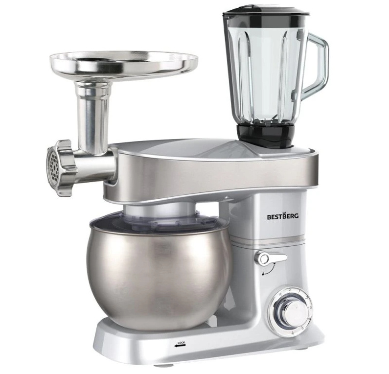 Multifunkční kuchyňský robot BestBerg BBR-2000S / 2000 W / 6 l / 6 rychlostí / stříbrná