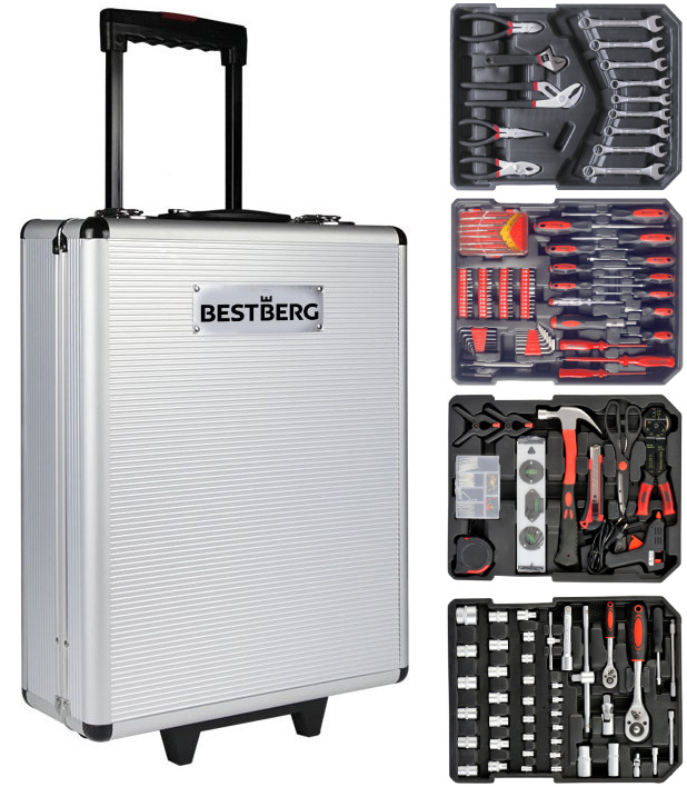 Hliníkový kufr s nářadím BestBerg BBTB-1200 / 4 sety / 1200 ks