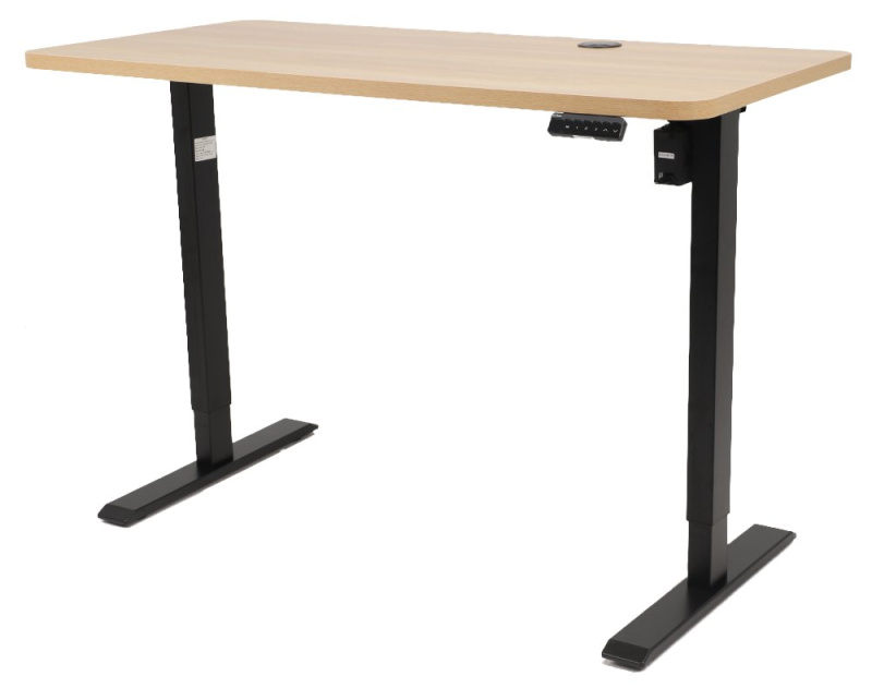 Výškově nastavitelný elektrický stůl BestBerg BBAT-14BWD / rozměr 140x70 cm / výška 93,4–125,4 cm / černá/dřevo