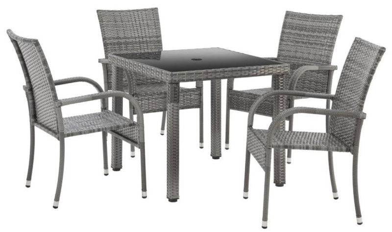 5dílný zahradní jídelní ratanový set BestBerg Capri BBRF-17785G / šedá