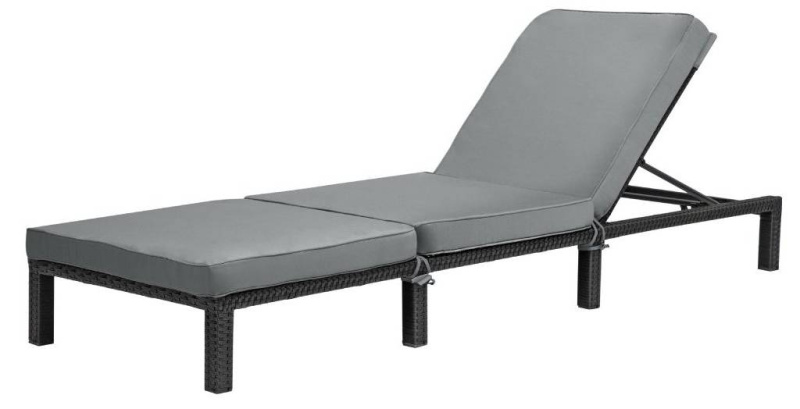 Polohovatelné ratanové lehátko BestBerg BBRF-1140BL / černá/šedá