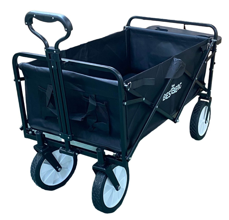 Skládací zahradní / plážový vozík BestBerg BBBW-10BK / nosnost 70 kg / černá