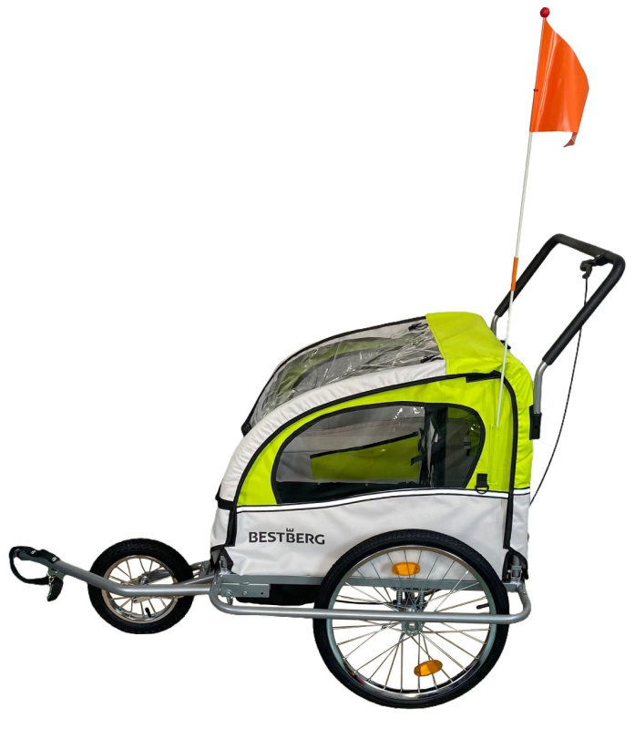 Cyklovozík pro 2 děti BestBerg BBTCH-10G / nosnost 40 kg / zelená
