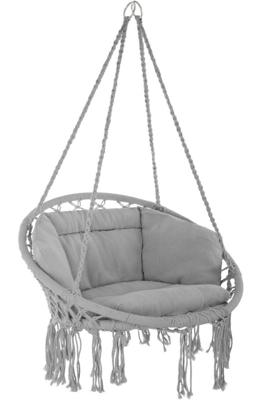 Závěsné houpací křeslo s polstrováním BestBerg BBGS-20GY / šedá