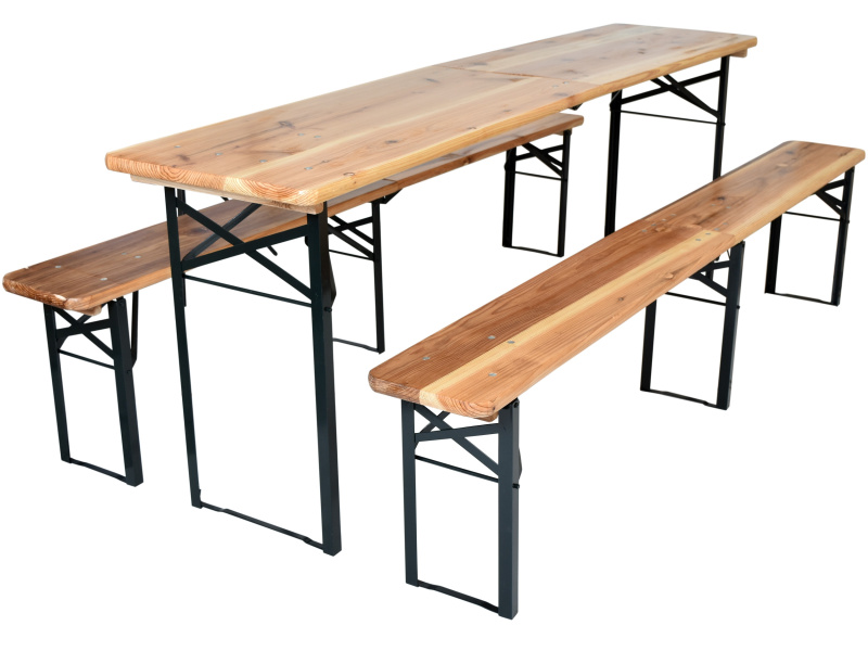 Skládací dřevěný pivní set BestBerg BBBS-64 / 217 x 48 x 75 cm