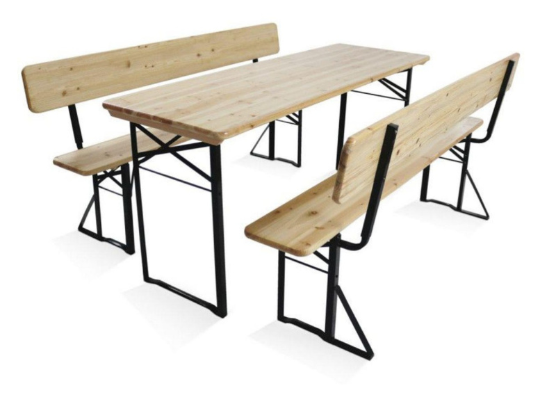 Dřevěný pivní set s opěrkou BestBerg BBBS-17 / 167 x 70 x 75 cm