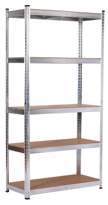 Kovový regál BestBerg BBMS-20 / 70 x 150 x 30 cm / 5 polic / stříbrná/hnědá