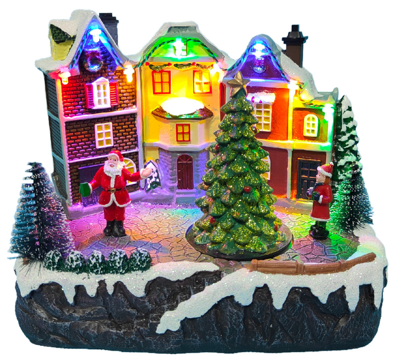 Vánoční scénka s osvětlením a melodií – vesnička BestBerg BBXS-920 / 20 x 15 x 17,2 cm